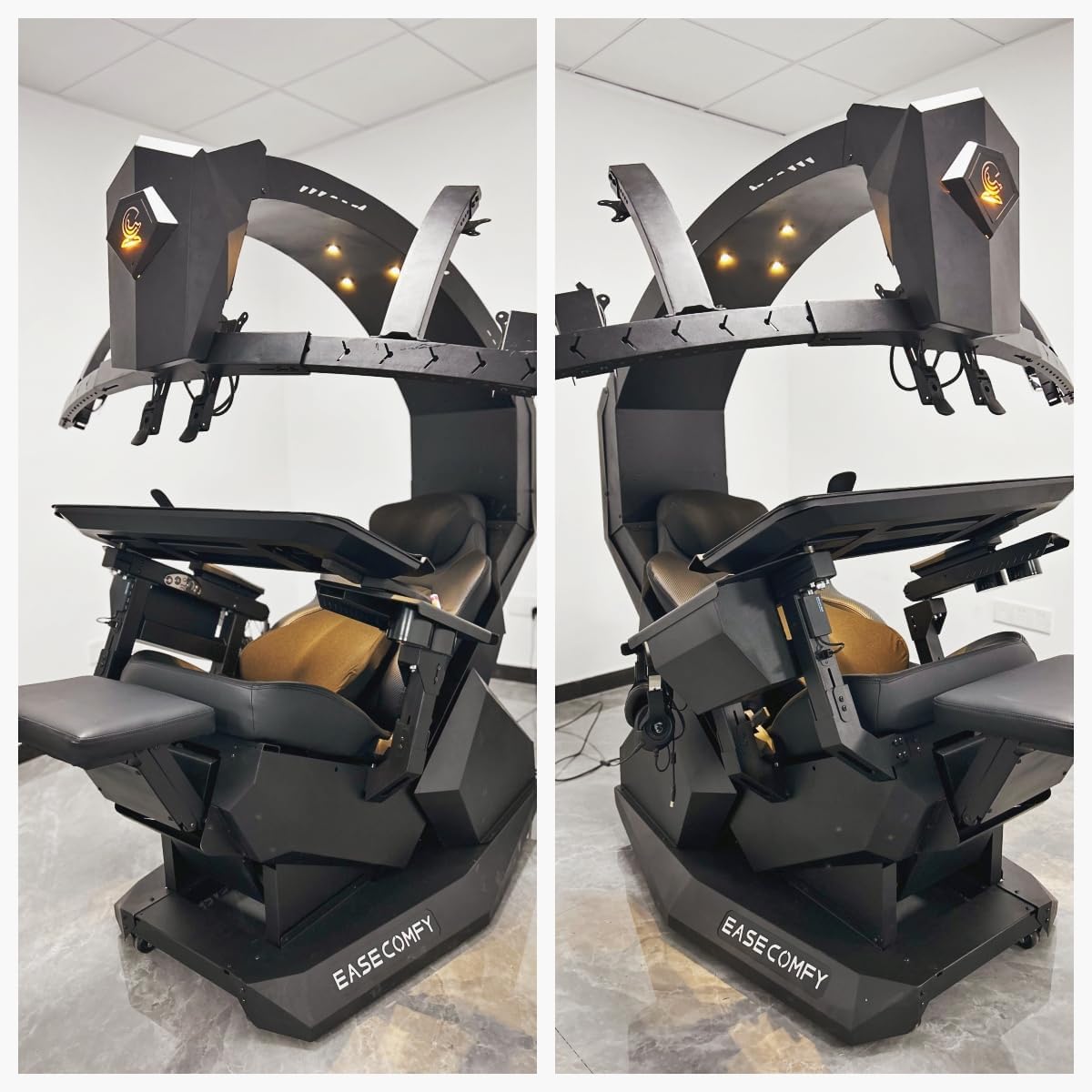 Imperatorworks EASECOMFY T2 Throne Computer Cockpit for 3 Monitors, Zero Gravity Chair Workstation,can Extend for 5 Monitors Support ultrawide 1 * 49" Option with Massage Function