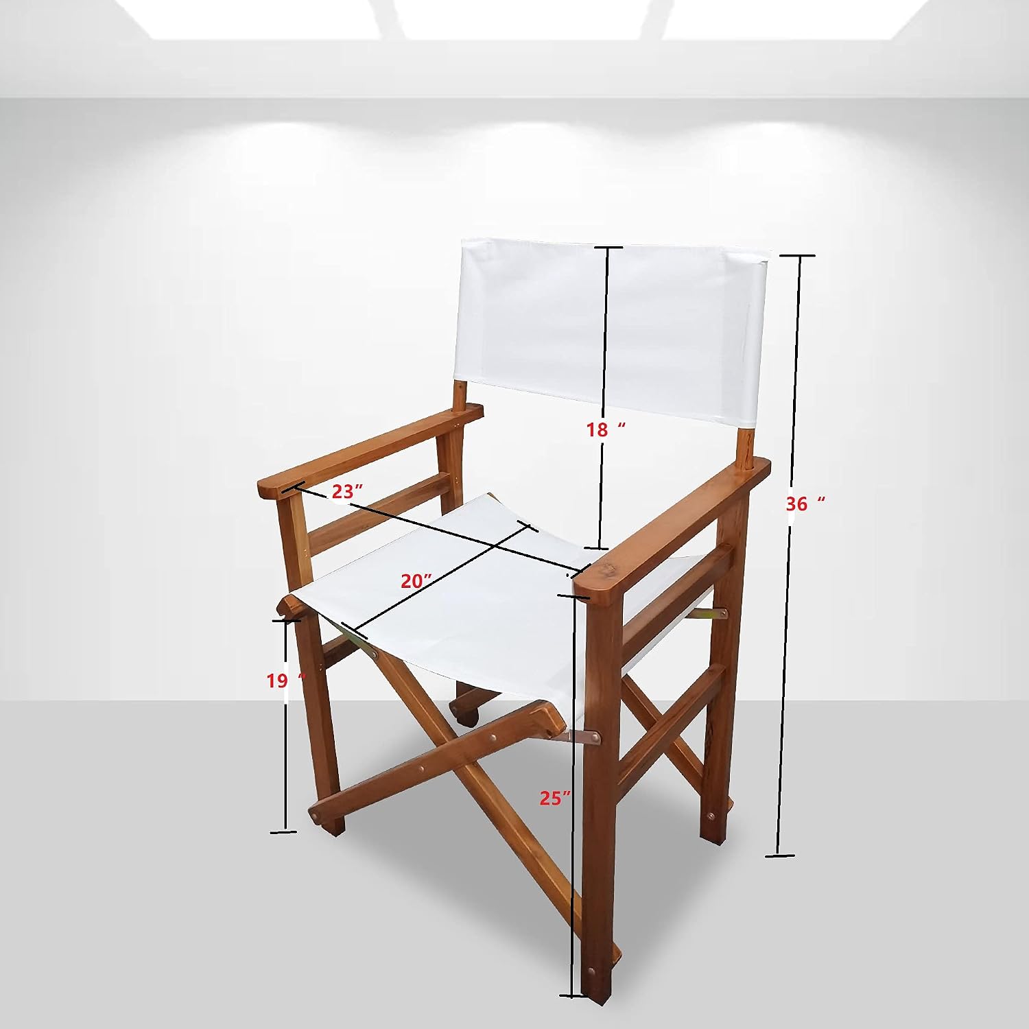 SSLine Set of 2 Professional Director Chairs Portable Folding Dining Height Directors Chair w/Wood Frame and Canvas Lightweight Camping Lawn Chair (White/2PC-19 H)