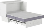 AFI, Nantucket Full Size Murphy Bed Chest with Mattress, Storage Drawer and Built-in USB Charger, White