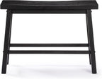 Benzara Amber Counter Height Bench, Backless Seat, Charcoal Black Acacia Wood