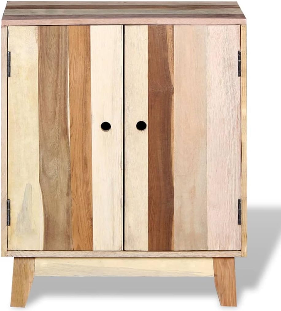 Retro Solid Reclaimed Wood Sideboard in Beige with Ample Storage, Handcrafted Vintage Furniture for Living Room or Dining Room