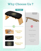 Hihealer Folding Bamboo Meditation Bench with Cushion & Carry Bag – Ergonomic Yoga and Prayer Stool for Comfort and Posture Support (Black)
