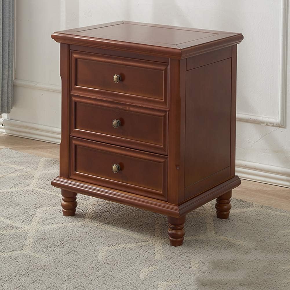 Nightstand Simple Modern Solid Wood Bedside Storage Cabinet with 3 Layers of Drawers And 4 Wooden Feet Bedroom Light Luxury Bedside Table Needed