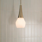 Kichler Deela Single Pendant Light Fixture for Kitchen Island with Satin Etched Cased Opal Glass in Champagne Bronze, Modern Hanging Lamp (7" x 17"), 52529CPZ