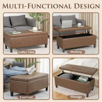 Homebeez 42 inch Lift Top Storage Ottoman Bench, Modern Faux Leather Rectangular Ottoman with Storage for Living Room, Bedroom, Entryway, Tan