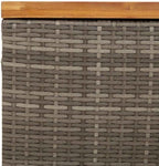 Patio Storage Box Gray 31.5x15.7x18.9 Inches Poly Rattan Acacia Wood Garden Bench Seat with Waterproof Bag
