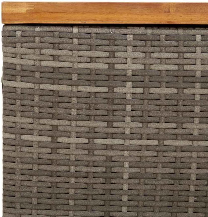 Patio Storage Box Gray 31.5x15.7x18.9 Inches Poly Rattan Acacia Wood Bench Seat with Waterproof Bag