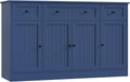 HITHOS 55" Sideboard Buffet Cabinet with Storage, Modern Kitchen Buffet Storage Cabinet with Drawers, Wood Coffee Bar with Adjustable Shelves, Large Sideboard for Kitchen, Living Room, Blue