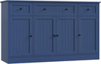 HITHOS 55" Sideboard Buffet Cabinet with Storage, Modern Kitchen Buffet Storage Cabinet with Drawers, Wood Coffee Bar with Adjustable Shelves, Large Sideboard for Kitchen, Living Room, Blue