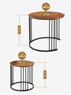 YORKING Nesting Coffee Table Set of 2, Round Table, Modern End Side Table Night Stand for Bedroom Dining Room (Brown)