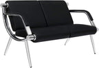 Peach Tree Black Leather Executive Side Reception Chair Office Waiting Room Guest Reception, Salon Barber Office Waiting Chair Bank Hall Airport Reception Waiting Chair 2 Seat Bench