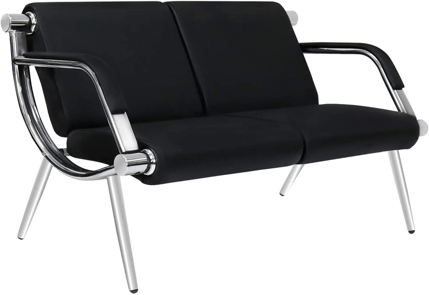 Peach Tree Black Leather Executive Side Reception Chair Office Waiting Room Guest Reception, Salon Barber Office Waiting Chair Bank Hall Airport Reception Waiting Chair 2 Seat Bench