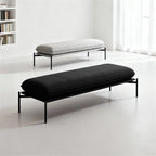 Modern Stainless Steel Bed end Stool Bedroom Dressing Room Rest Area Fabric Shoe Changing Entryway(Small)