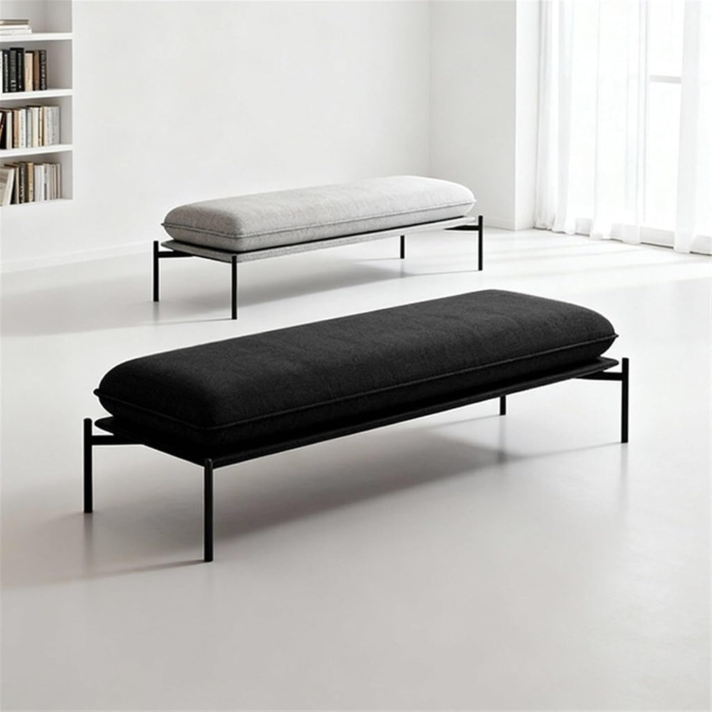 Modern Stainless Steel Bed end Stool Bedroom Resting Clothing Store Fabric Shoe Changing Entryway(Medium)