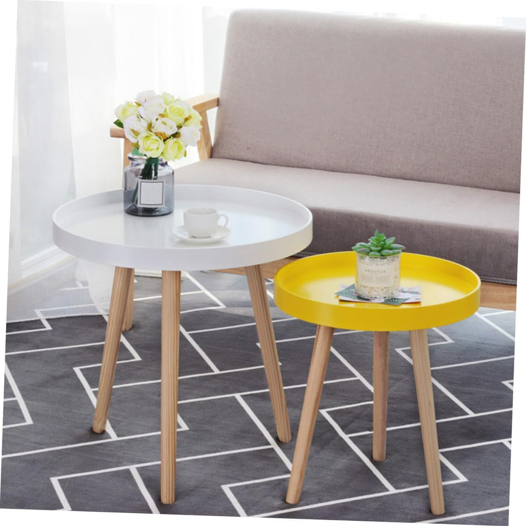 Alasum Mini Round Side Table Nordic Style Small Yellow Sofa Side Table Household Indoor for Living Room and Bedroom