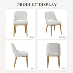 Modern Upholstered Dining Chairs Set of 4, Open Back with Solid Wood Legs, Ergonomic Curved Back Fabric Kitchen Chairs for Dining Room & Kitchen, Living Room Side Chairs, Farmhouse, Beige