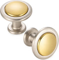 KOOFIZO 30 Pack Gold and Nickel Kitchen Cabinet Knobs Brushed Gold and Silver Drawer Knobs 1960 Round Single Hole Cabinet Pulls for Cabinets Drawers Dresser Cupboard Bedroom Bathroom