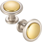 KOOFIZO 30 Pack Gold and Nickel Kitchen Cabinet Knobs Brushed Gold and Silver Drawer Knobs 1960 Round Single Hole Cabinet Pulls for Cabinets Drawers Dresser Cupboard Bedroom Bathroom