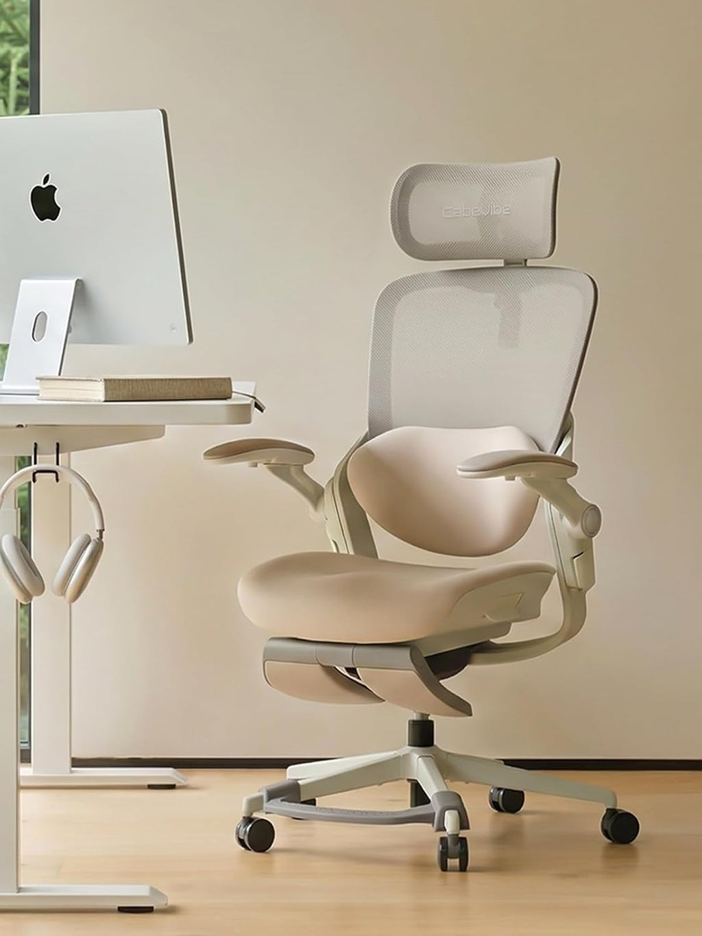 CabLady S2 Petite Office Chair for Women & Small Frames - 330lb Capacity, 4D Adjustable Lumbar/Headrest, Flip-Up Arms & Footrest, Ergonomic Desk Chair