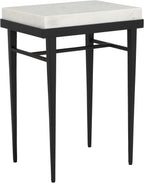 SAFAVIEH Home Collection - Eldin Side Table, Cream Marble Top with Black Metal Legs, Fully Assembled (ACC3746A)