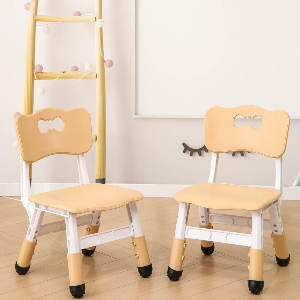 WHY TOYS Adjustable Kid Chairs Indoor 3 Level Adjustable Suitable for Children Age 2-6. Maximum load-bearing 220LBS Suitable for Family Classroom and Nursery Child Seat Set (2-Pack-Beige)