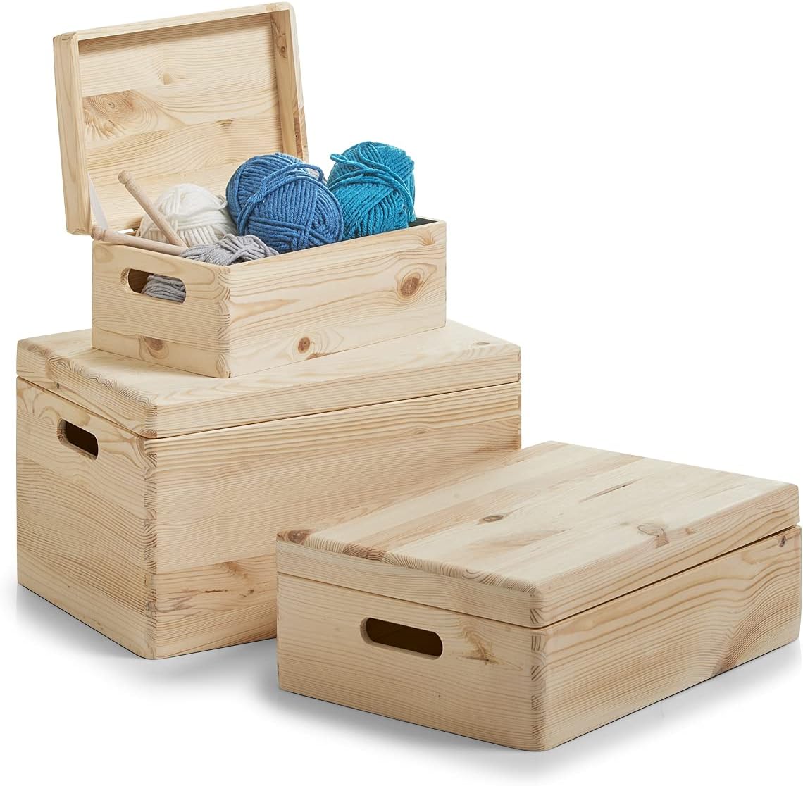 Zeller 13152 Boite multi-usage en bois de conifère avec couvercle, 40 x 30 x 24 cm