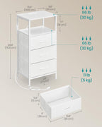 SONGMICS BELLAH Collection - Nightstand with Charging Station and App-Controlled Adjustable LED Lights, Bed Side Table, 3 Drawers and 1 Open Shelf, Modern, Cloud White and Snow White ULGS303WH01S