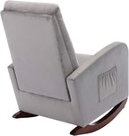 Dolonm Rocking Chair Mid-Century Modern Nursery Rocking Armchair Upholstered Tall Back Accent Glider Rocker for Living Room (Grey - Velvet)