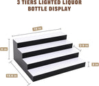FAHKNS LED Lighted Liquor Bottle Display, 4 Tiers 16 Inch LED Liquor Shelves with RF Remote, Liquor Bottle Accessories Shelf for Home Bar, 16 Static Colors 4 Dynamic Mode