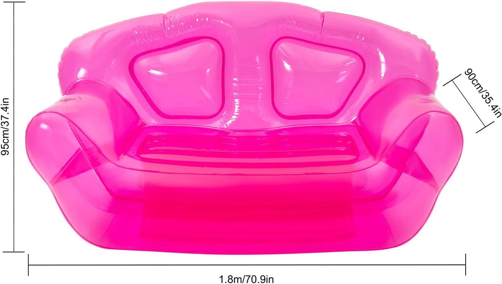 Bepritm Inflatable Sofa Chair, Blow Up Couches Transparent Inflatable Sofa Seat Couch, Portable Inflatable Camping Couches Patio Sofa Yard Double Seater Chairs for Indoor, Outdoor, Beach (Red)