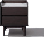 LuxenHome Modern 2 Drawers Nightstand with Faux Marble Top, 23'' Wood Accent Side Tables with Storage, Tray-Edge Design Bedside Table for Bedroom Living Room Sofa Office, End Table for Small Spaces