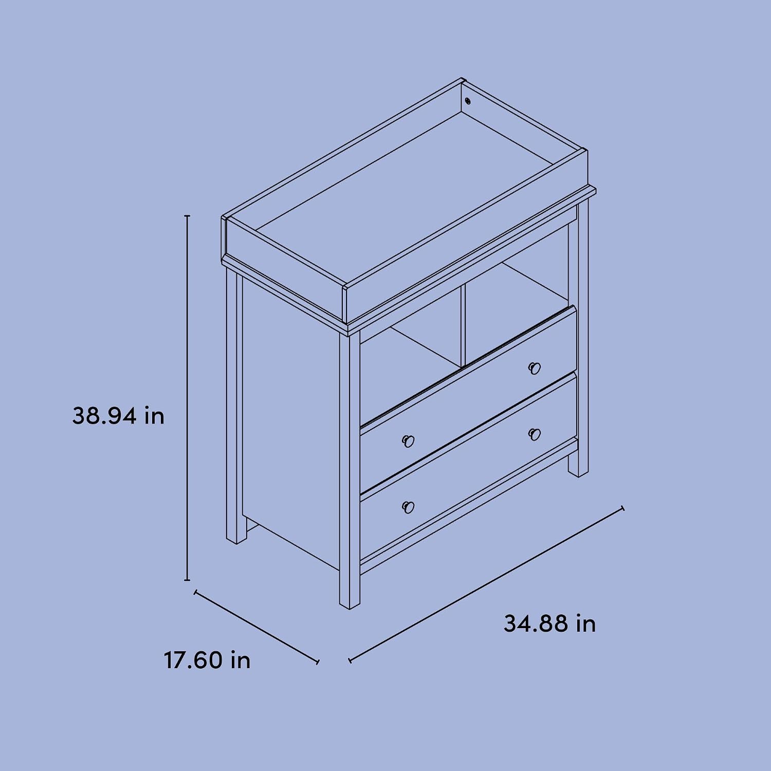 Storkcraft Alpine 2 Drawer Changing Table Chest, Gray | GREENGUARD Gold Certified, Dresser for Nursery, Changing Table with Drawers, Removable Changing Table Topper