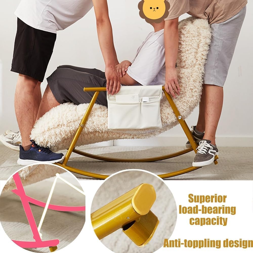Mecedora Mecedora Mecedora Moderna para Interiores Sillón Mecedora con Bolsillos Laterales Acolchados de Peluche para (Black Legs)