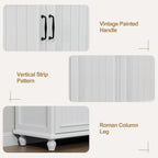 Scurrty Sideboard Buffet Cabinet, 62'' Large Storage Cabinet with Drawers and 4 Doors, Vintage Coffee Bar Cabinets with Adjustable Shelf for Kitchen, Living Room, White