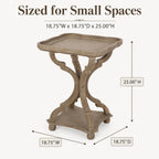 French Country Accent Table, Farmhouse Side Table (Natural B) | 19 Inch Fir Wood Piece with Lipped Rectangular Top, Hourglass Base for Living Room and Bedroom