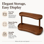 Adkoat® Two Tier Bathroom Desktop Countertop Organizer - Pine Wooden Perfume Vanity Stand Counter Shelf for Cologne Skincare Makeup Dresser Organizer - Matcha Station | Mug Display - 12.6 x 6.3 x 7.5