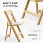 VINGLI Resin Folding Chairs with Cushion, Foldable Plastic Chair with Comfortable Padded Seats, Perfect for Event Party Indoor Outdoor, Natural, 8 PC