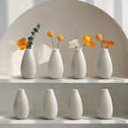 Modern White 4.1'' Small Ceramic Vase Set of 8 for Living Room Bedroom Office Minimalist Flower Vases for Bouquet Fake Plant Home Decor 8 Pack