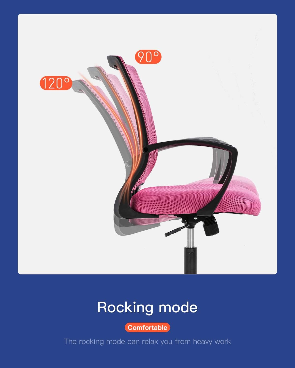 Home Office Chair Computer Ergonomic Chair Mesh Mid Back with Wheels Lumbar Support Armrest and Adjustable Executive for Men&Women