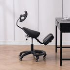 Saddle-Shaped Kneeling Chair,Ergonomic Posture Chair with Backrest and Wheels,45-60cm Adjustable Positions for Home and Office