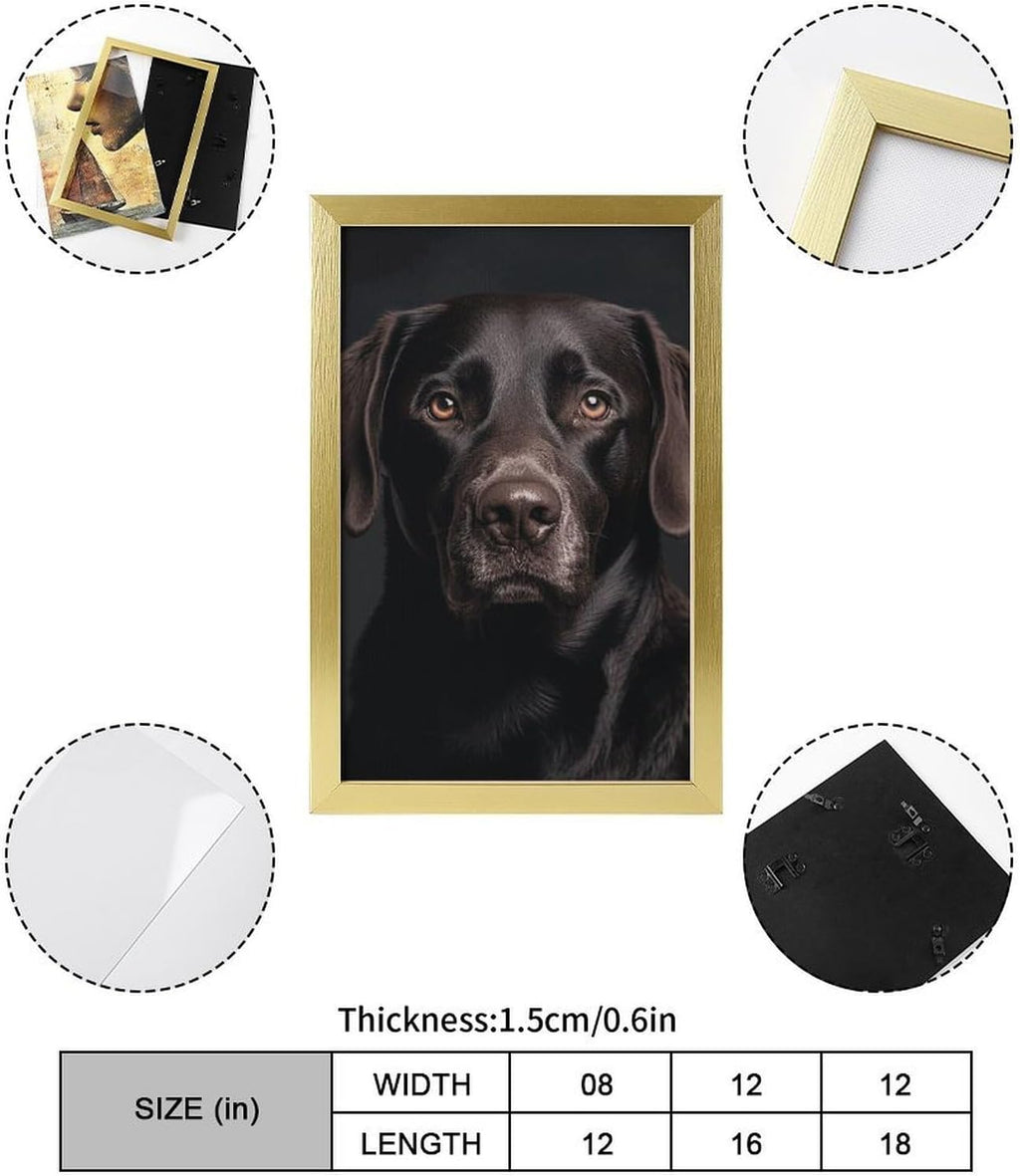 TecLikcL Personalized Modern Prints for Home Decorations, Canvas Black Lab Dog Art Pictures for Hanging Wall, Decor Frame Painting Golden for Living Room, Bedroom, Bathroom 08x12inch(20x30cm)