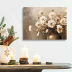 Framed Neutral flower oil painting printing Plant Vintage wall Art Still life canvas printing poster Antique print Farmhouse Deco Art Vintage Flower wall art 16x24 framed