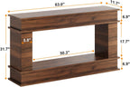 63 in Farmhouse Console Table, Long Entryway Table with Open-Back Storage, Wood Entrance Table, Narrow Couch Table Behind Sofa Modern Entry Table for Living Room, Foyer, Hallway,Walnut