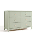Graco Sasha 6 Drawer Dresser, Sage | GREENGUARD Gold Certified, Removable Bookshelves, Nursery & Kids Bedroom Wood Dresser, Spacious Storage, Interlocking Drawers