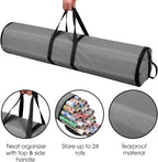 ProPik Wrapping Paper Storage Bag | Gift Wrap Holder Organizer | 2 Pack Store Up to 48 Rolls 40 Inch Long | Heavy Duty 600D Oxford Material Holiday Container | Top & side handles (Gray)