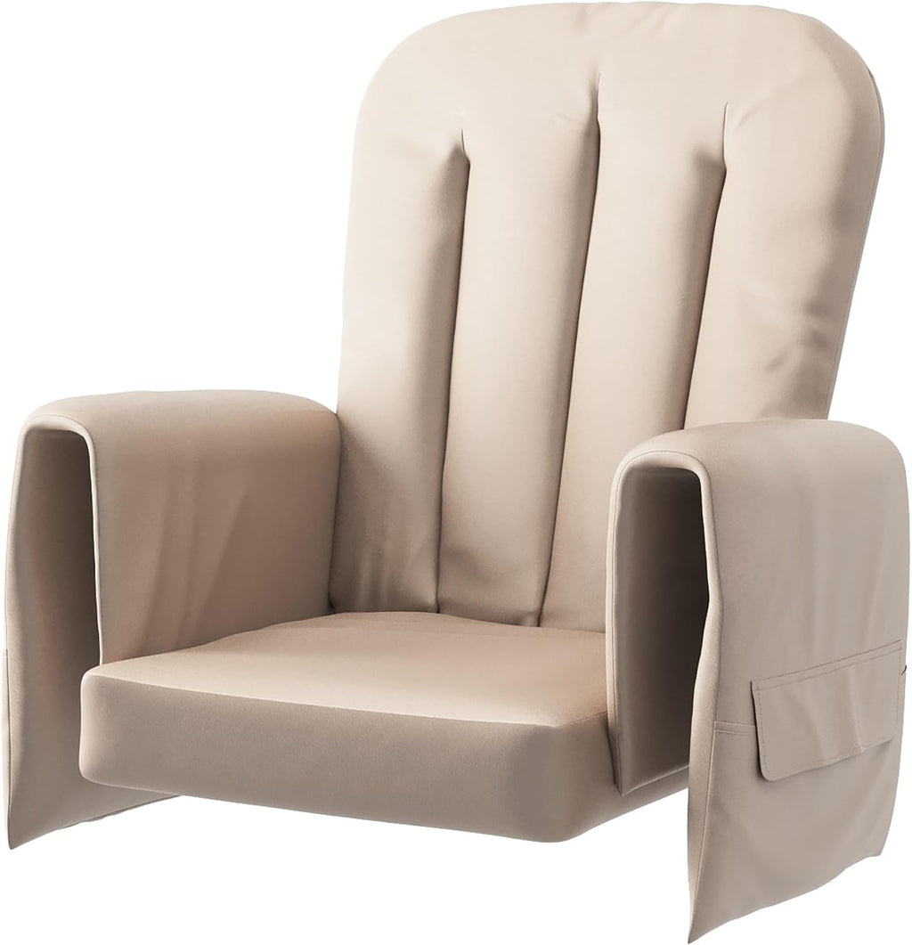 Foundations SafeRocker Glider Rocker Cushion Replacement Set, Durable Vinyl, Storage Pockets to Hold Baby Necessities, Easy-to-Clean and Wipe Down, Extra-Wide Seat (Tan)