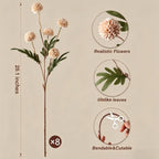 Fake Flowers in Vase for Centerpieces, Faux Flowers in Modern Ceramic Vase Set of 3 with 8 Artificial Autumn Chrysanthemums Artificial Decorative Swags