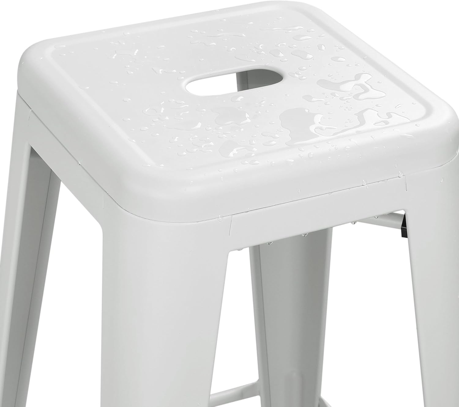 Yaheetech 24 Inch Metal Barstools Set of 4, Counter Height Backless Stools, Industrial Stackable Bar Chairs with Footrest for Kitchen/Dining Room/Bistro/Patio, White