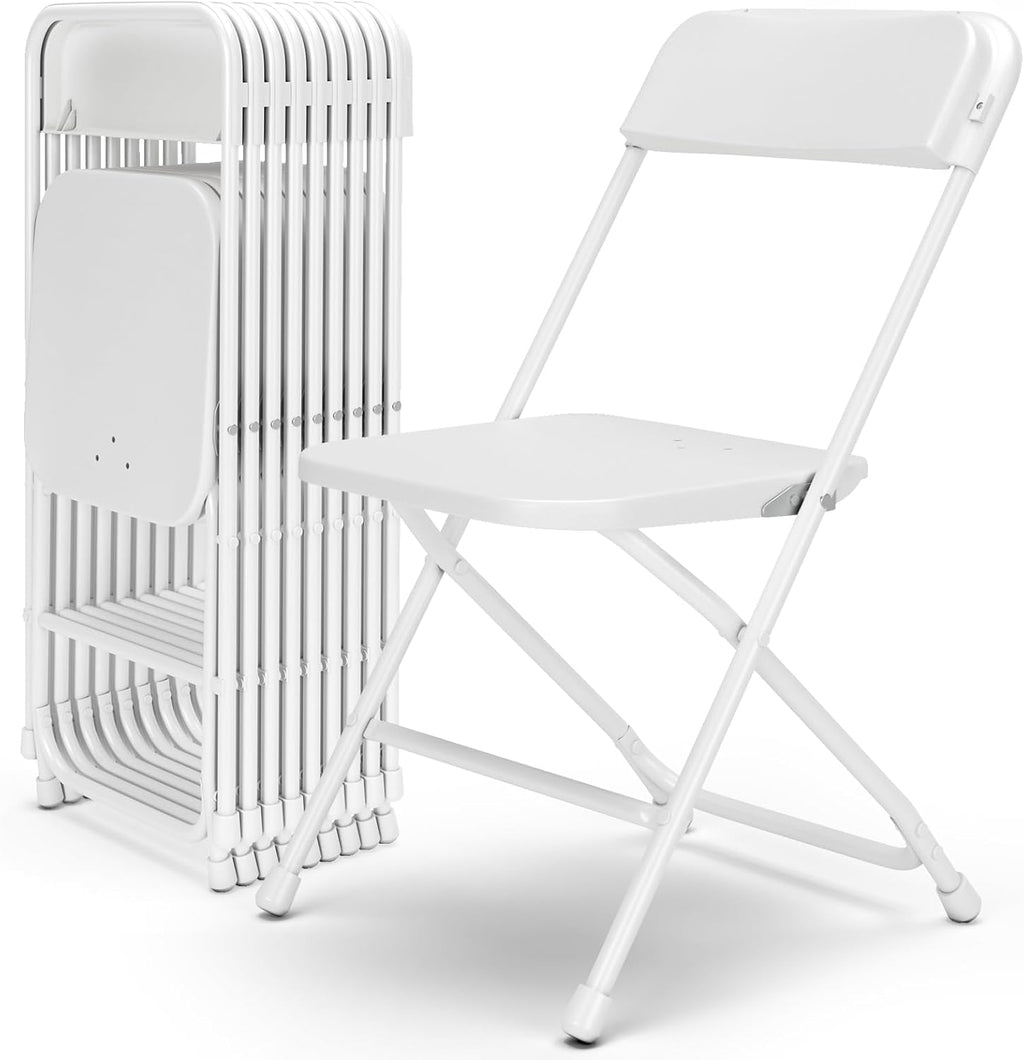10 Pack Folding Chairs, Portable Party Chairs,Portable Plastic Stackable Commercial Seat with Steel Frame,Capacity for 350lb,for Office Wedding Party Patio Dinning Events