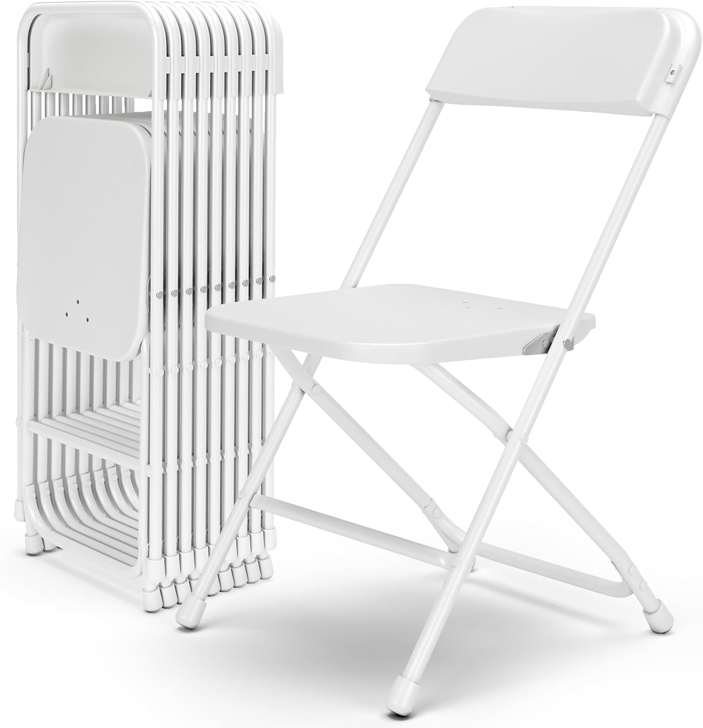 10 Pack Folding Chairs, Portable Party Chairs,Portable Plastic Stackable Commercial Seat with Steel Frame,Capacity for 350lb,for Office Wedding Party Patio Dinning Events